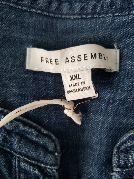 Free Assembly Relaxed Blue Denim-Style Long Sleeve Tunic Dress Size XXL - Picture 9 of 11